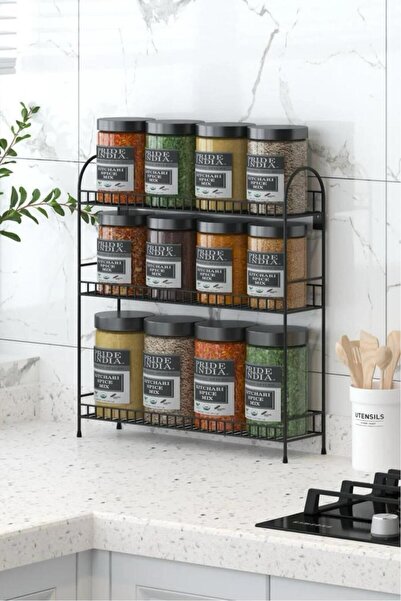 LEFİEV 3 Katlı Metal Mutfak Düzenleyici Raf | Tezgâh Üstü Baharat ve Kavanoz ...