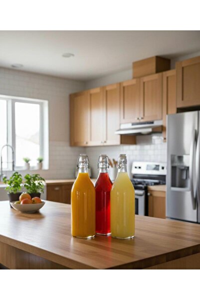 Generic Premium Glass Swing Top Bottles with Airtight Seal, Clear, 4 Pack, Fl...