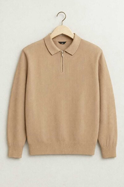 ZMODA SOFT Polo Neck Zipper Striped Old Money Knitted First Quality Soft Long...