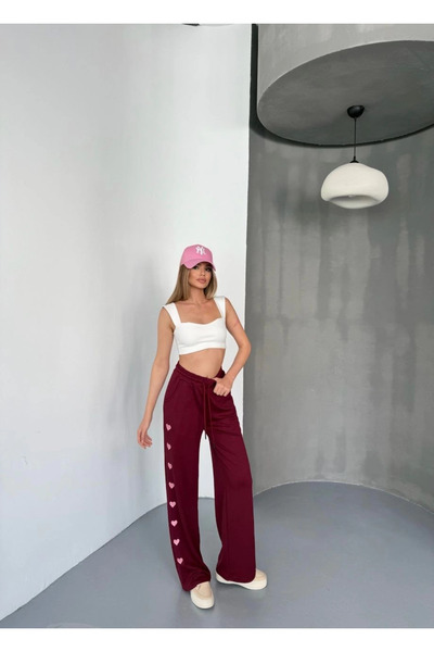 Vogue Osy modal soft textured fabric embroidered comfortable wide leg sweatpa...