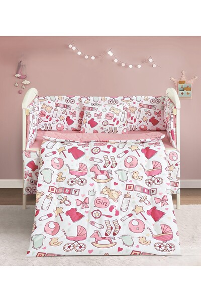 Red Rose مفرش سرير حواجز سرير اطفال 5 قطع صيفي ليمنح طفلك الراحة من المايكروف...