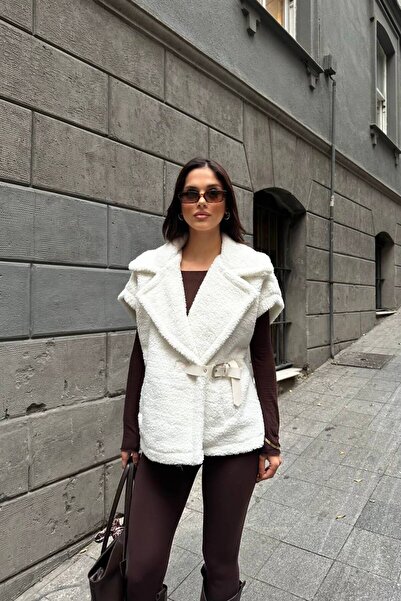 SAVORZY Kemerli Peluş Kadın Yelek