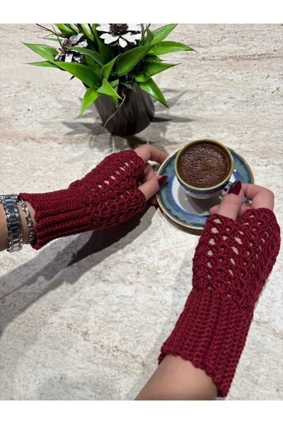 örgü El Yapımı Parmaksız Eldiven /Ajurlu Şık Tasarım/Kışlık Kadın Eldiven
