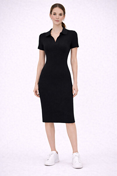 Forest Girl Polo yaka Kısakollu Triko Elbise