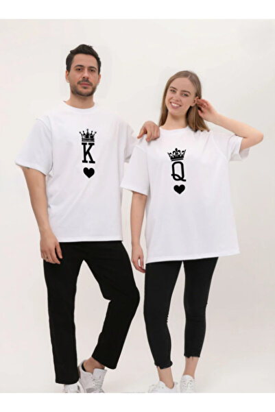 ALCİNOUS King Queen Printed Lover Couple Combination Oversized T-Shirt Set of 2
