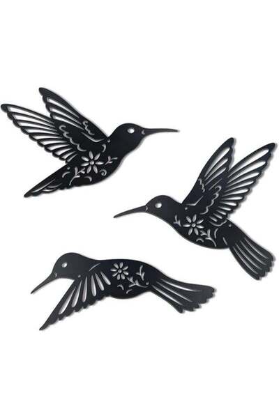 Mirfa Wooden Wall Art With Self Adhesive Base - Black (3 Woodpeckers)