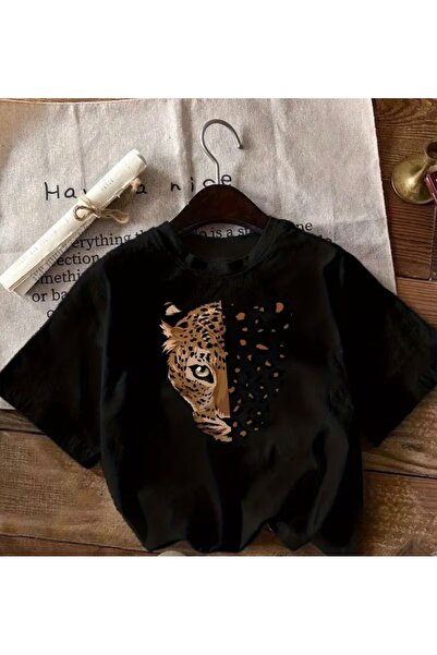 herkesemoda Detaliu cu imprimeu leopard și tigru basic tricou