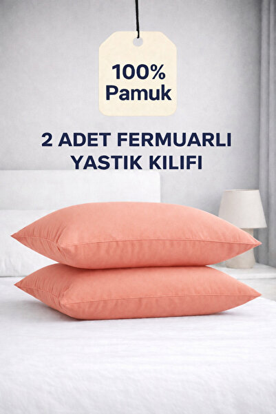 ÇIQRIK HOME 2 Adet Fermuarlı Somon Yastık Kılıfı