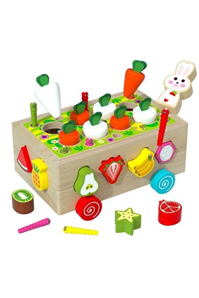 Toybox Montessori Wooden Carrot Harvest & Shape Sorting Toy - Educational Fin...