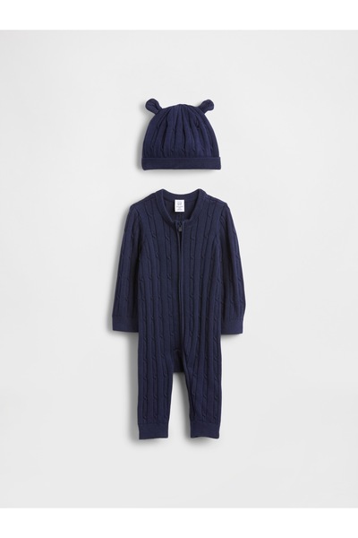 GAP Bebek Lacivert Cable-Knit One-Piece Outfit Set