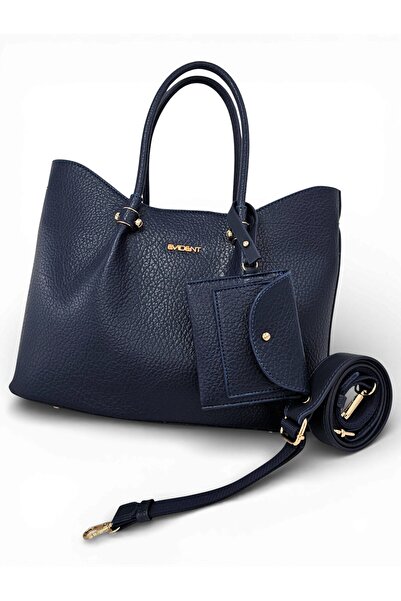 Evident Navy Blue Women's Handbag with Wallet Charm and Adjustable Long Colum...