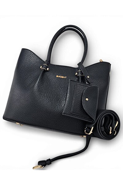 Evident Black Wallet Women's Handbag with Charm and Adjustable Long Column Strap