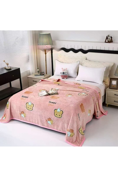 FIONNA.RO Cocolino Blanket Medium Thickness 200x230cm - Pink With Bears