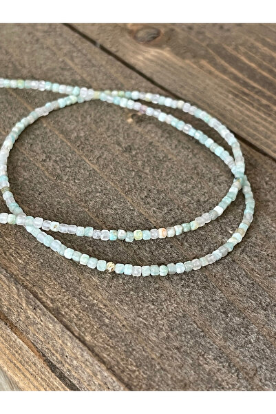 Rupen Kraft 14 Ayar Altın Dorika Detaylı Doğal Amazonit Taşlı Zarif Altın Kolye