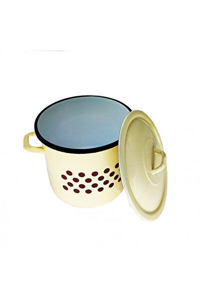 Emailul Medias Enamel pot 6l beige with polka dots with lid