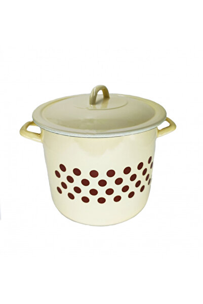 Emailul Medias Enamel pot 10l beige with polka dots with lid