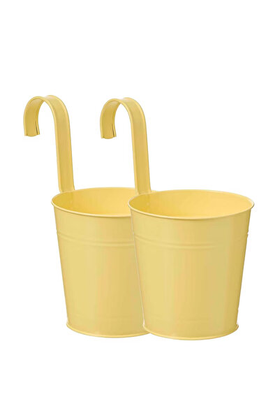 belavi Set of 2 metal pots with hook Belavi, 16 x 16 x 26.5 cm, yellow
