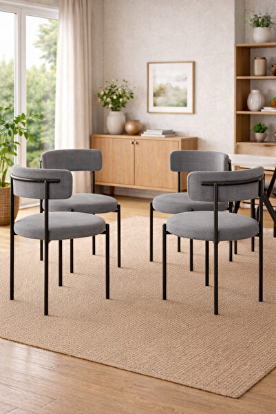 TodekHome Capri 4 Kişilik Teddy Sandalye Takımı - Modern Metal Ayaklı Mutfak ...
