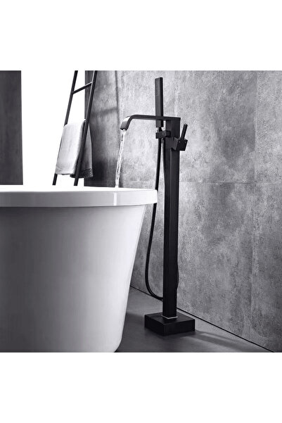 OEM Baterie de cadă independentă, design pătrat, 2 funcții, alamă, negru mat