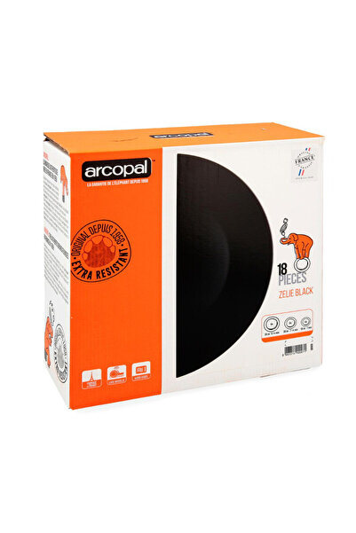 Luminarc 18-piece dinner service set Zelie Black