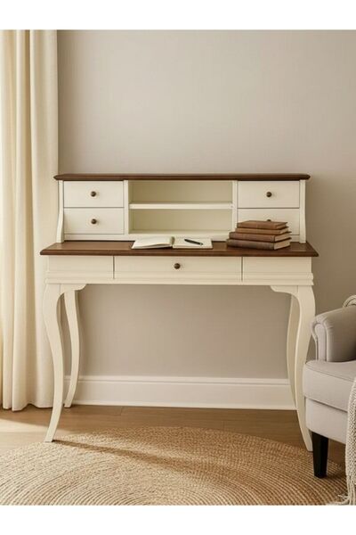 Gazzini Furniture Regis Rustik Still Raflı Ahşap Çalışma Masası 70x110