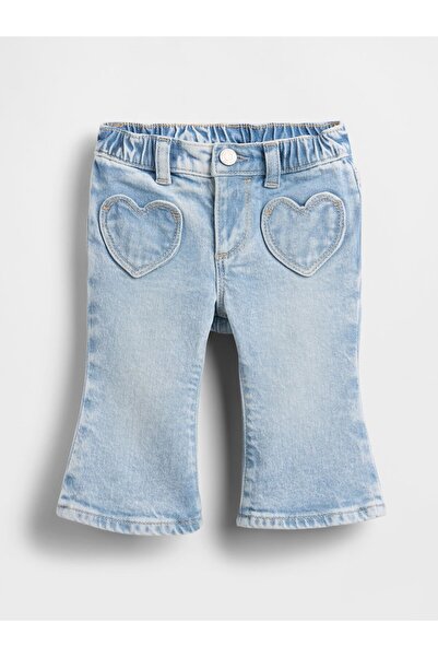 GAP Bebek Açık Mavi Heart Pocket Flare Jean Pantolon
