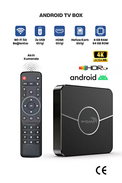 MetaForce 4K Android TV BOX, WIFI 5G, 4/64 GB, USB ve Hafıza Kartı Girişli, A...