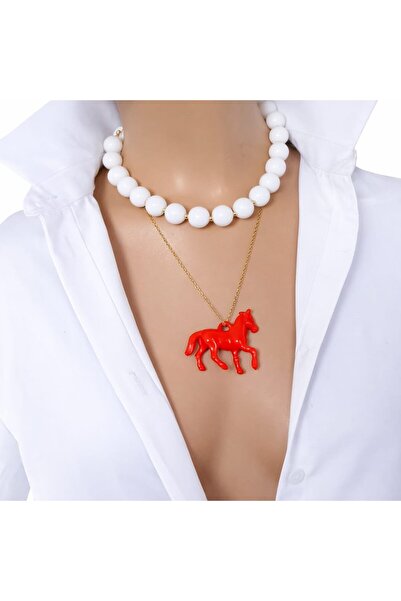 Sinem Şanlı Atelier Colorful Acrylic Beads & Steel Chain Double Necklace Set ...