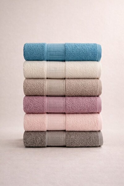 Binna Soft Colorfull 100% Cotton Colorful 6 Piece 50 X 90 cm Hair Towel Set