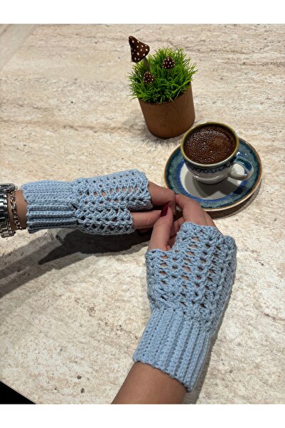 örgü El Yapımı Parmaksız Eldiven /Ajurlu Şık Tasarım/Kışlık Kadın Eldiven