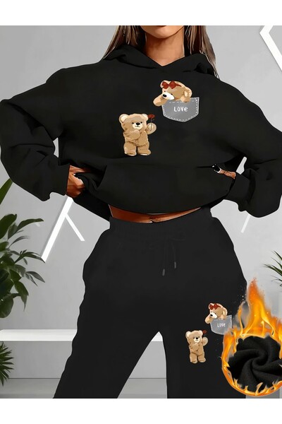 AZIZI TEKSTIL Hooded Sweatshirt and Long Pants Sports Casual Two-Piece Set