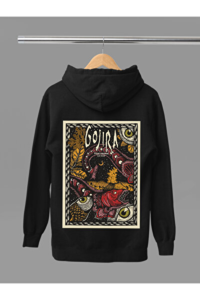 MAGORS سترة روك قطنية مطبوعة بأكمام طويلة من GOJIRA مبطن بالصوف 3 YARN HOODED...