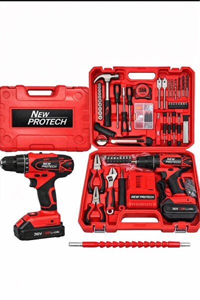 newprotech NEW PROTECH 36V ŞARZLI MATKAP VE TAKIM ÇANTASI EL ALETLERİ TORNAVİ...