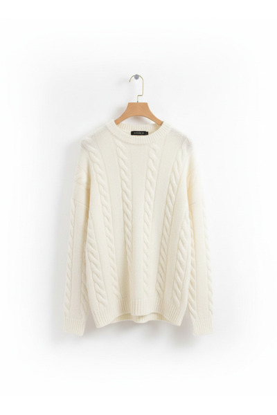 Sempre Crew Neck Hair Knit Sweater - Oversized Soft Textured