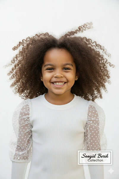 SONGÜLBERİK Girl's Balloon Sleeve (Tulle Detail)