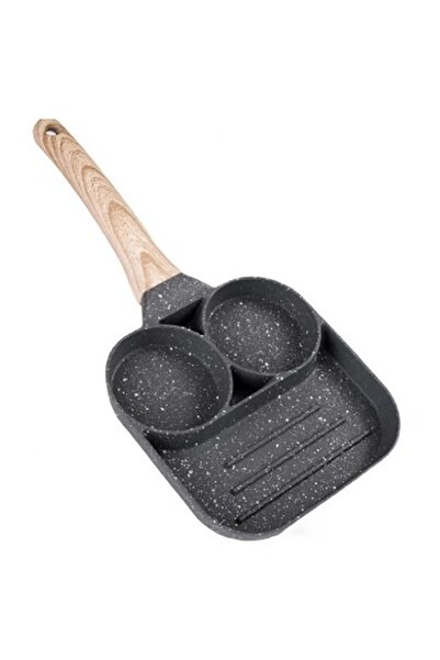 TodayShop Non-Stick Pan with 2 Compartments and Wooden Handle - Cook 2 Dishes...