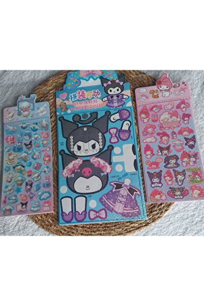 Özeniş Sticker (3 adet kuromili 3D boyutlu Sticker +cinnamorol simli+my melod...