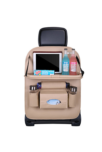 OEM Foldable Car Seat Organizer, Eco-Leather, Universal Fit, Beige