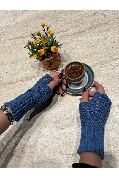 örgü El Yapımı Parmaksız Eldiven /Ajurlu Şık Tasarım/Kışlık Kadın Eldiven
