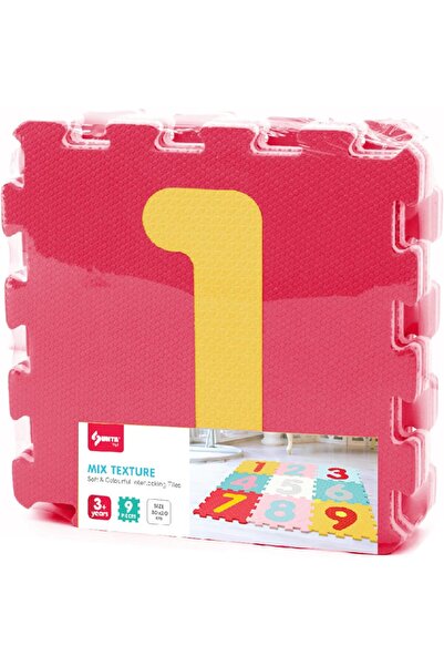 Generic Mix Textured Numbers Puzzle Baby Mat (32x32cm), Soft, Non-Toxic, EVA Foam, Interlocking Tiles, Made in Malaysia, 9 pcs - Assorted