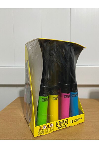 Clipper TUBE PLUS Mutfak Çakmağı Stantlı 12 Adet 4 RENK ( 1 kutu ) ( Çakmak )