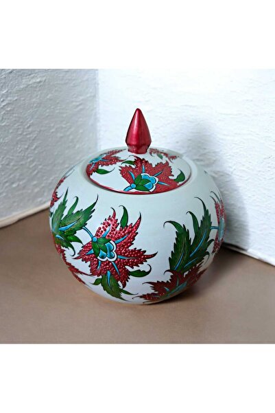 sema çini Handmade China Globe Red Glitter Flower Vase