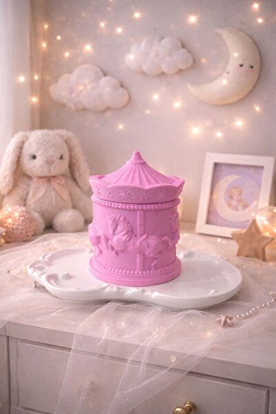 LİZA HOME DECORATION Pembe Atlı Karınca Desenli Kapaklı Organize & Beyaz Kavi...