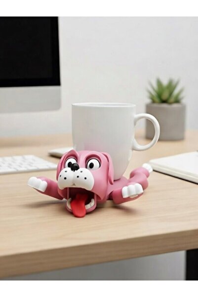 Generica Movable Dog Design Coaster |   3D Printing Fun Decor |   Pink - Whit...