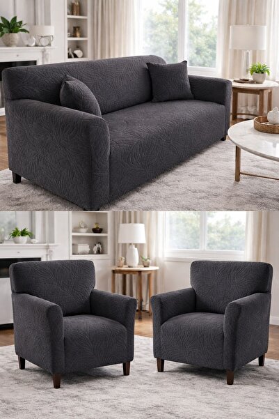 beyvetçe Jakarlı YAPRAK 33 11 antarsit Lastikli Kanepe Örtüsü | Lastikli Kolt...