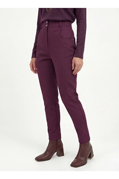 DenizEge Pantaloni Punto cu picior conic, culoare prună