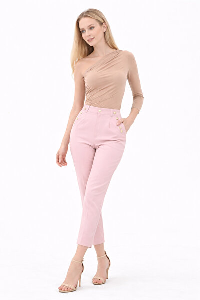 HANIMCA GİYİM Very Stylish Seasonal Pants with Side Pockets and Button Detail