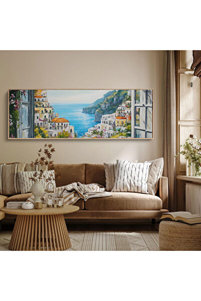 woodhomeworks Tek Parça Gerçek Ahşap Yatay Panorama Çerçeveli Tablo şehirler