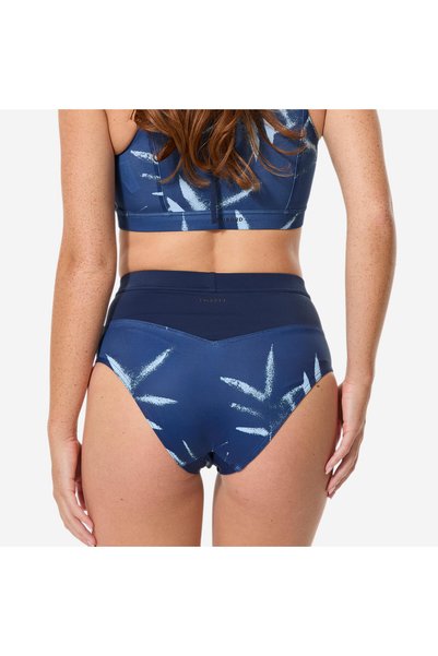 Decathlon Partea de jos a bikiniului Olaian pentru femei cu talie înaltă - Albastru - Cu model - ROSA