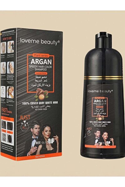 Lafmi Beauty شامبو صبغة الشعر بزيت الأرغان، لون أسود طبيعي